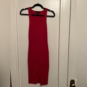 Forever 21 red ribbed midi dress size small